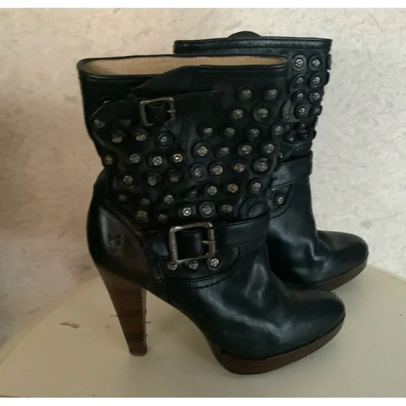 Frye | Shoes | Frye Black Studded Ankle Boots Size 6 Euc  display picture 1